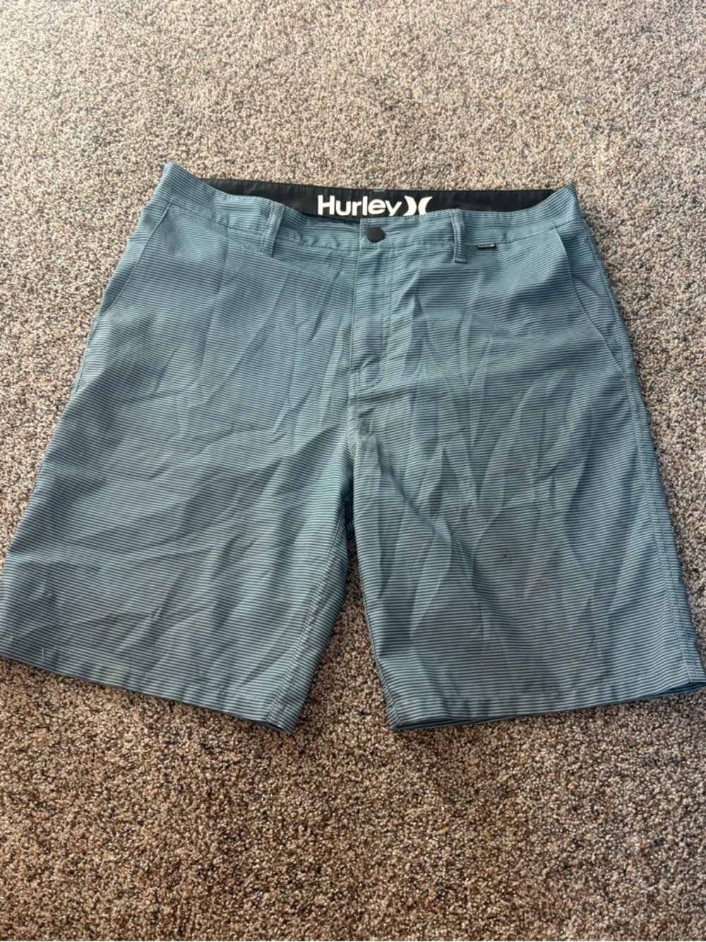 Hurley Men's Slate Blue Micro-Striped Flat Front Shorts 32”